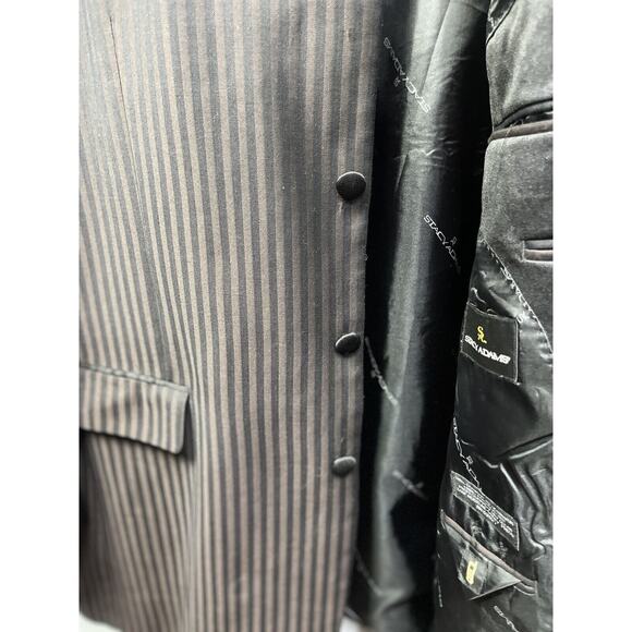 Stacy Adams Mens Button Blazer Jacket Black Brown Size 48 Long FLAW - Picture 9 of 9
